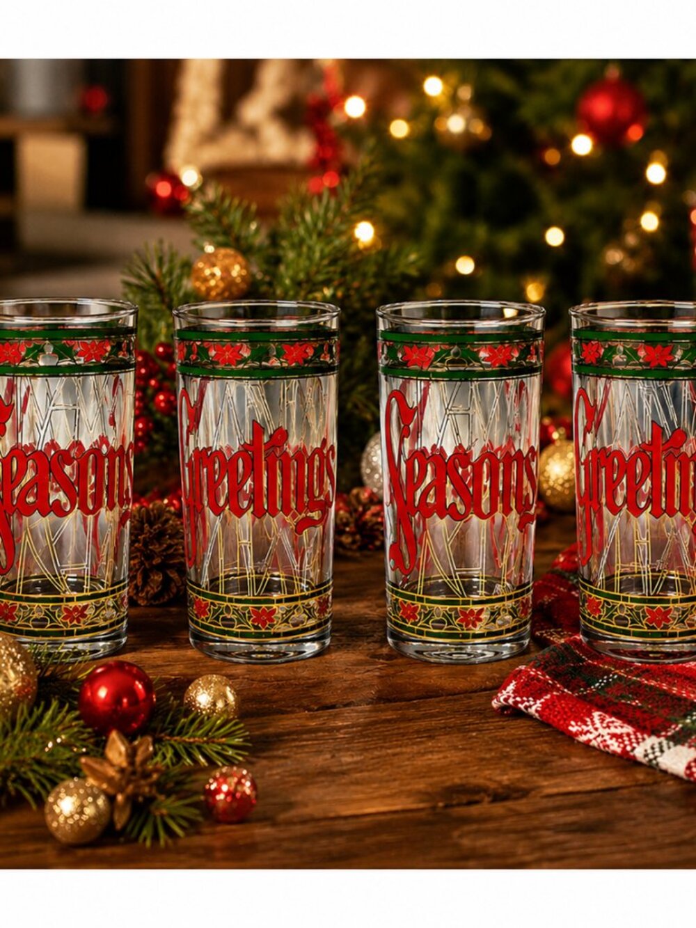 Vintage Nikko Christmas Stemware Set – 4 Tumblers – NOS in Original Box